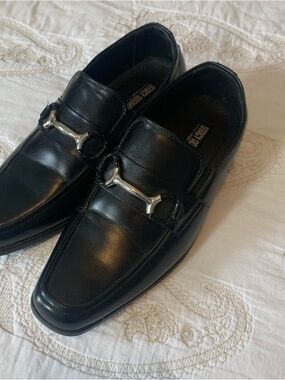 Stacy Adams Black Leather Horse Bit Loafers Boys Sz 4.5